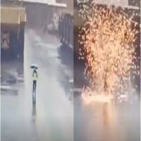 男子撑伞被闪电击中 地面火花四溅    CDN流量包加速包如何售卖？