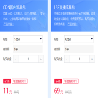  11元100G国内流量包CDN，音视频直播加速LSS价格